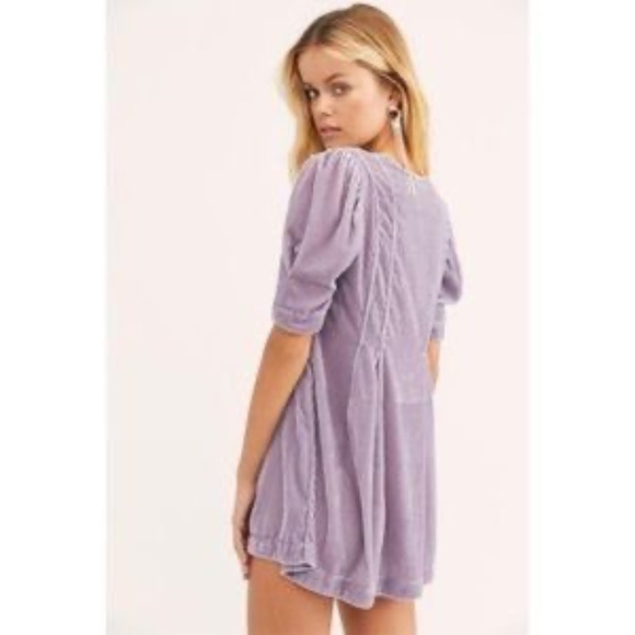 Free People Adele Velvet Tunic Lilac Top Size Medium - Picture 2 of 14